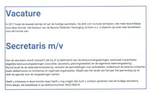 vacature secretaris